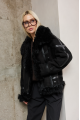 Reversible suede sheepskin coat made of natural sheepskin in black